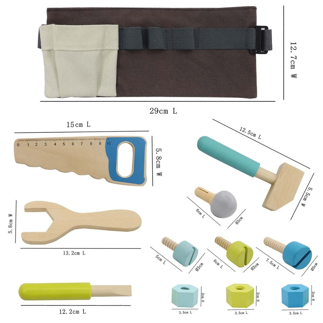 thumbnail image 2 of Mud Pie Kids Tool Belt Set - Wooden Toy Tools With Canvas Belt For Ages 3+ 2 of 13