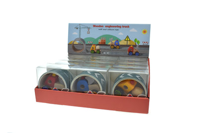 Wooden Construction Vehicle with Adhesive Road Tape